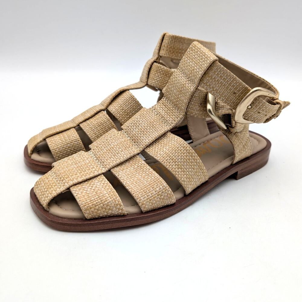 Sam Edelman Dawn Sandals Women's Bleached Beechwood Weave Size US7M EU37